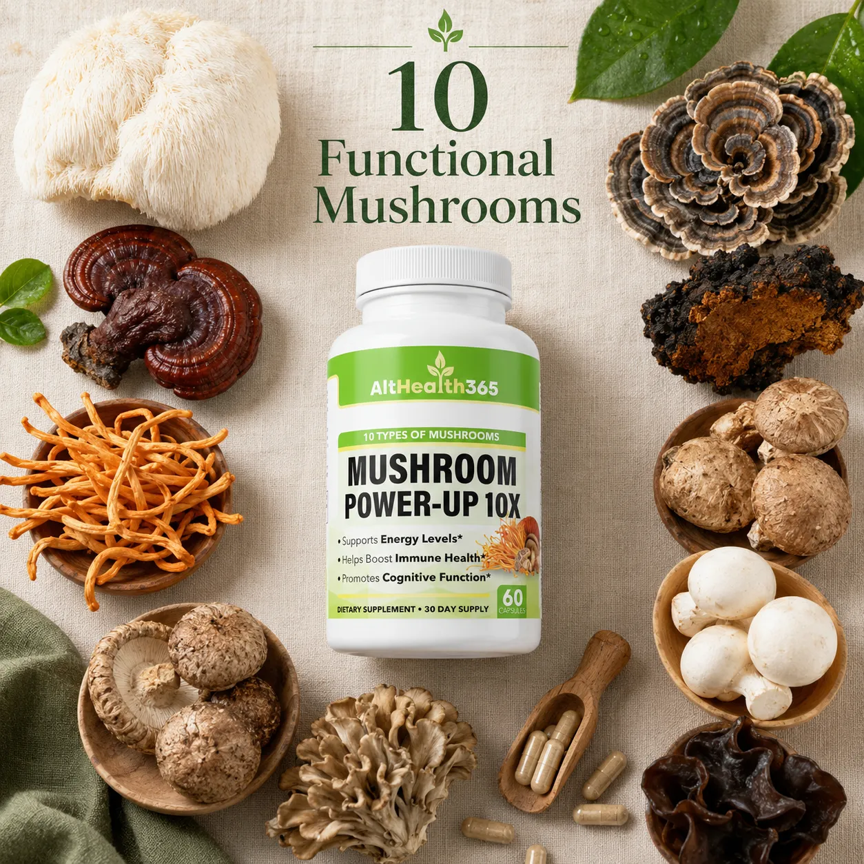 Mushroom Power-Up 10X with Lion's Mane, Reishi & Cordyceps - Image 8
