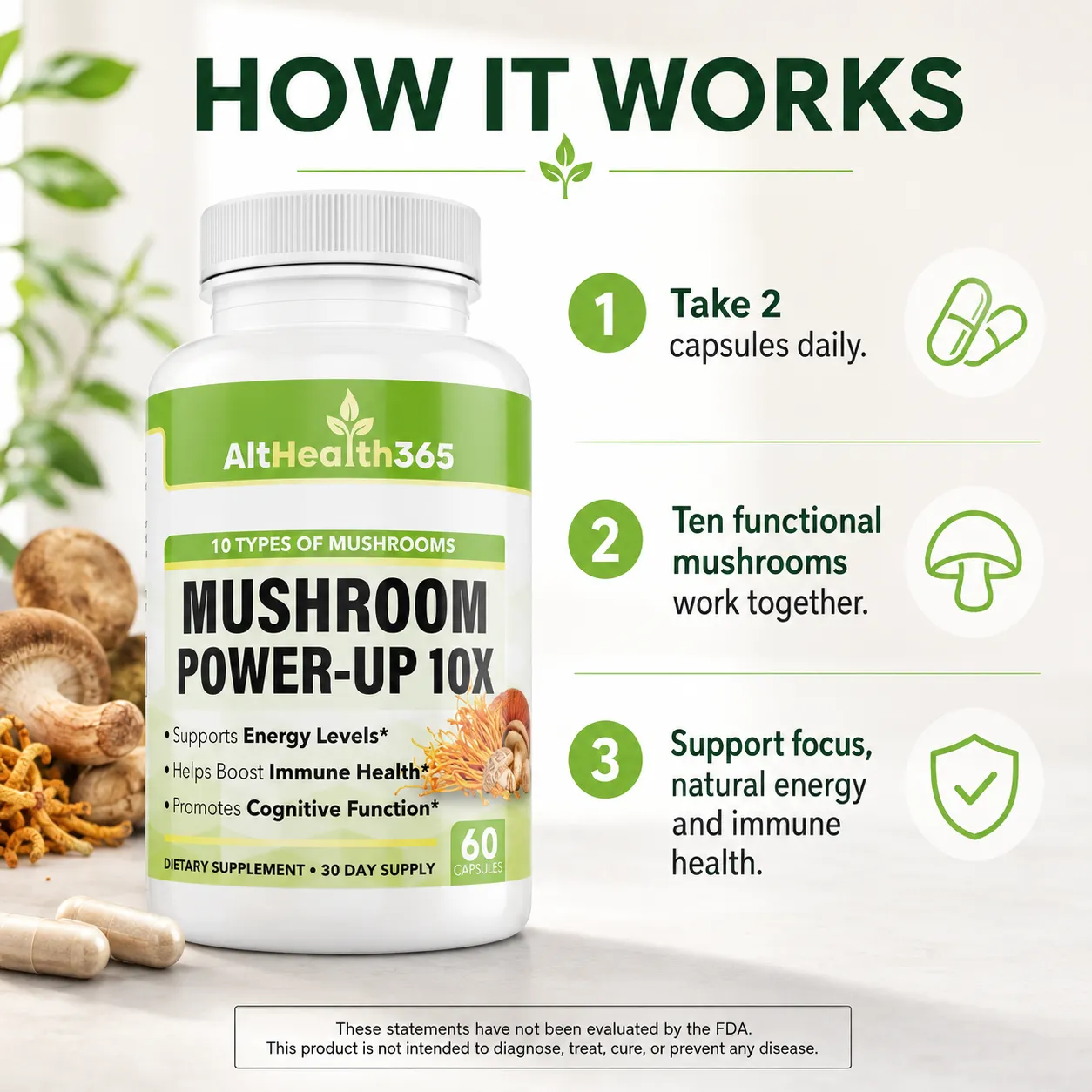 Mushroom Power-Up 10X with Lion's Mane, Reishi & Cordyceps - Image 6