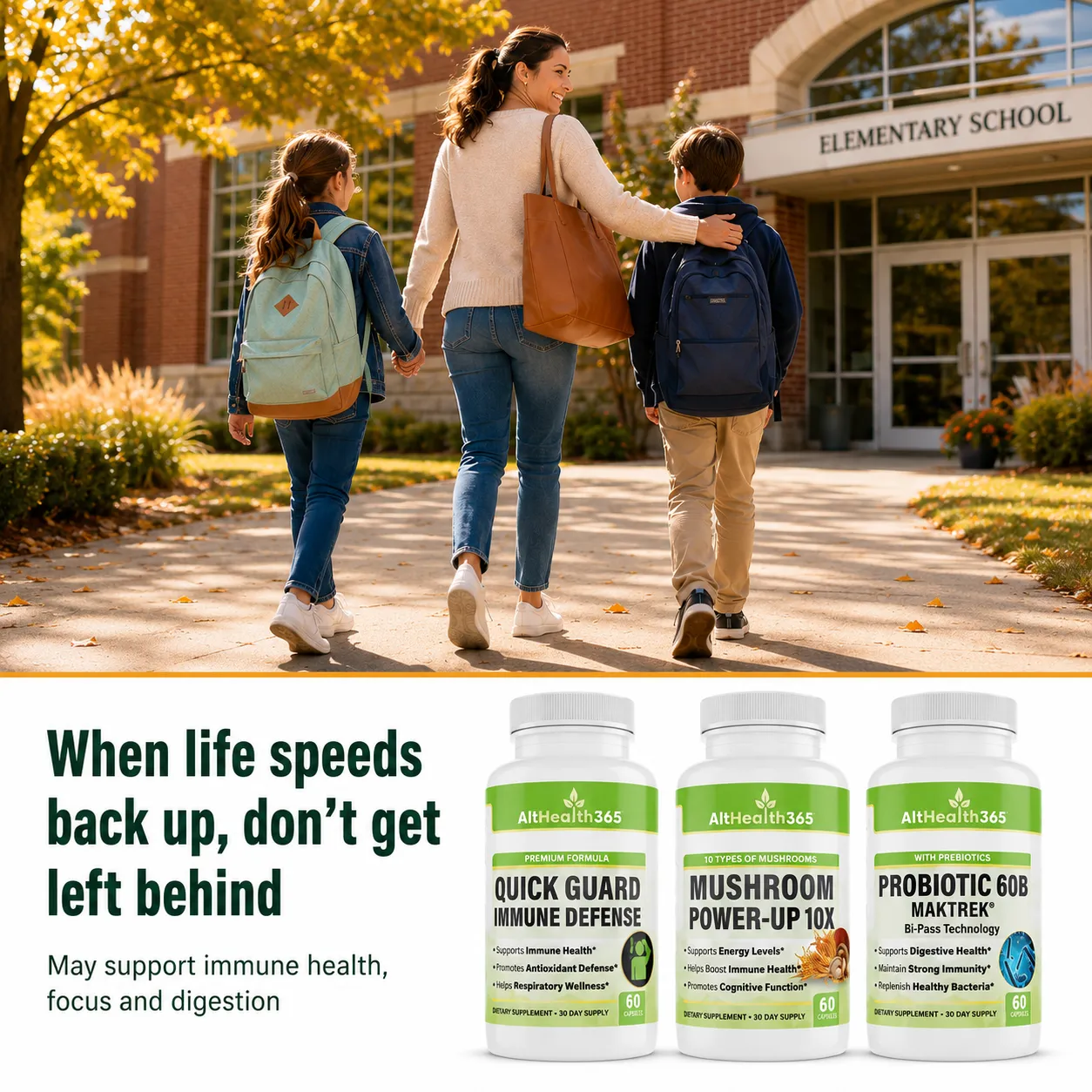 The Back to Routine Bundle bottles styled for a fresh start to the season