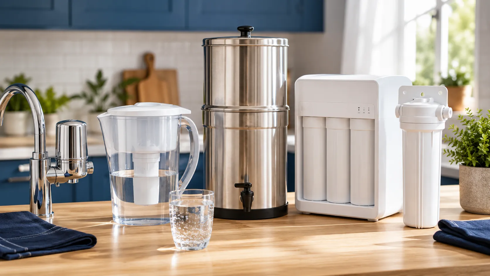 best water filters 2026 compared, pitcher, faucet mount, gravity, under sink and reverse osmosis