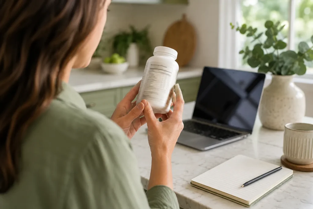 checking a probiotic label for CFU count, strains and expiration date
