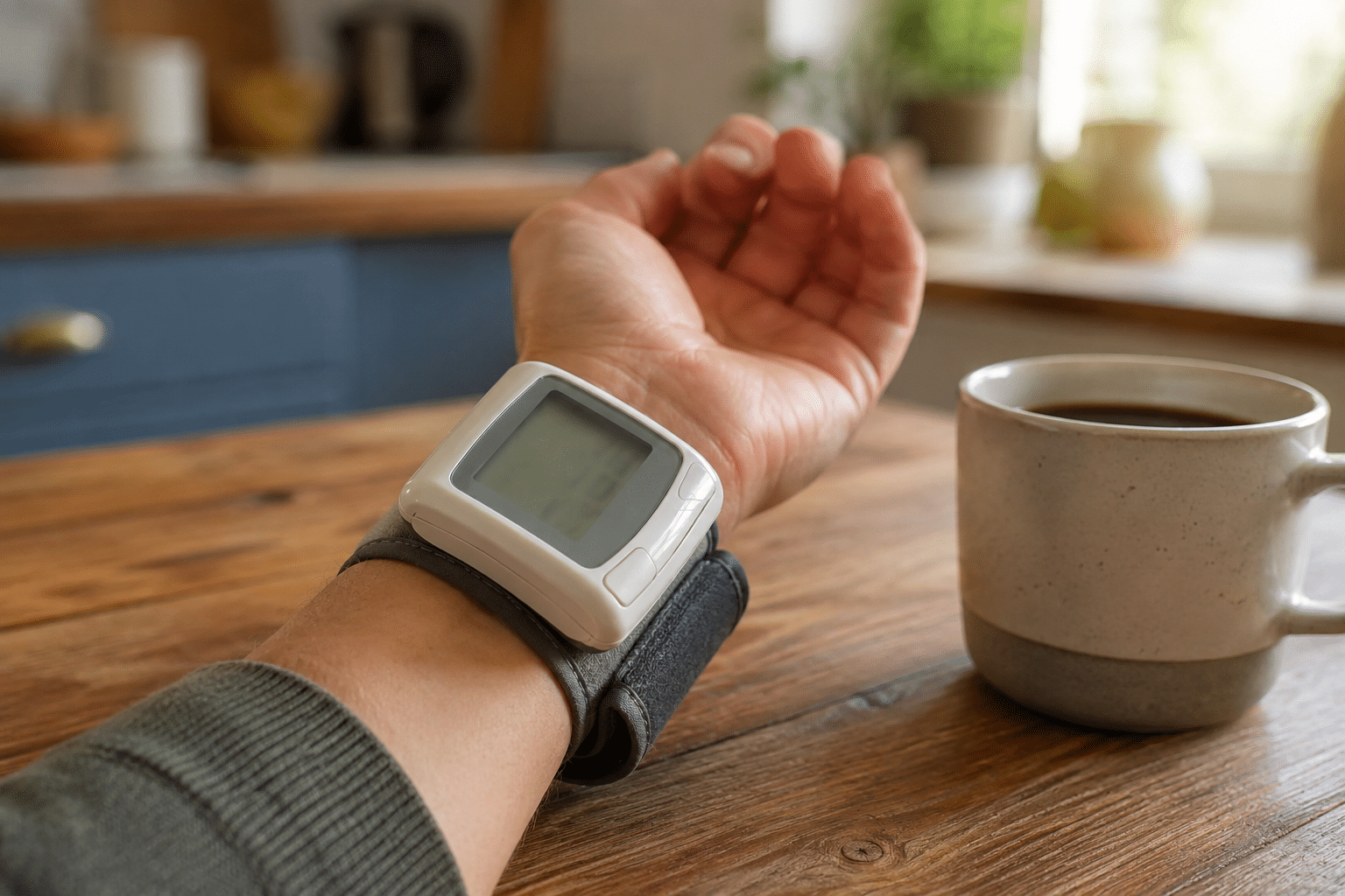 Home blood pressure monitoring routine for tracking heart health after a health scare