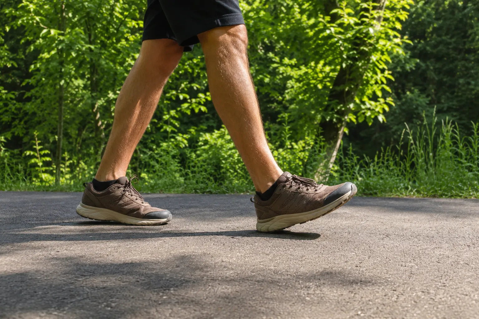 Pair of cushioned walking shoes ready for a daily walk