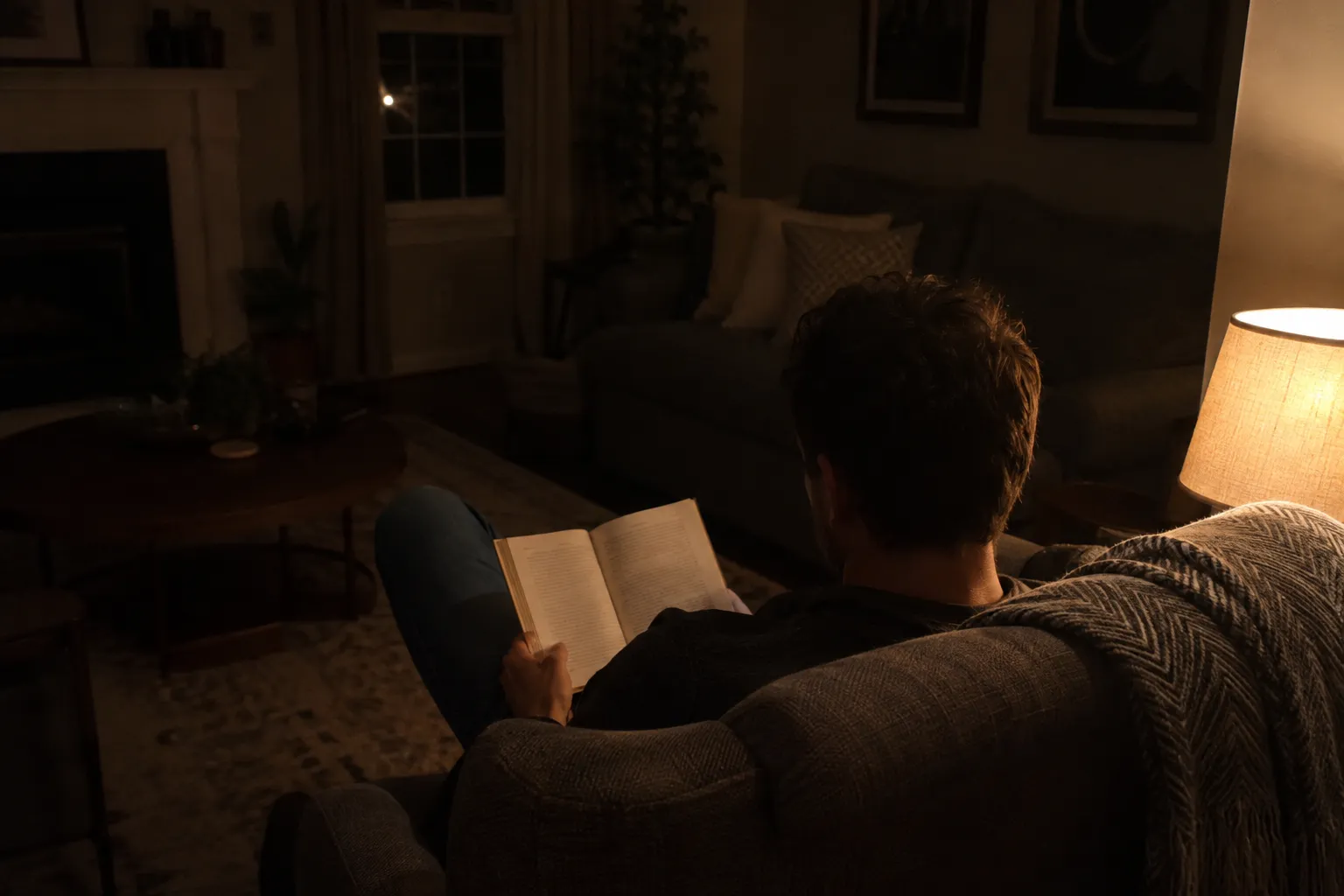 wake up at 3am reading in dim armchair