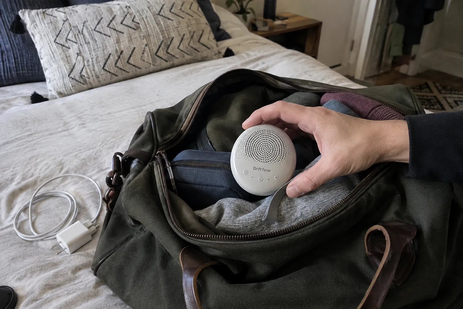 best white noise machines travel size packed in bag
