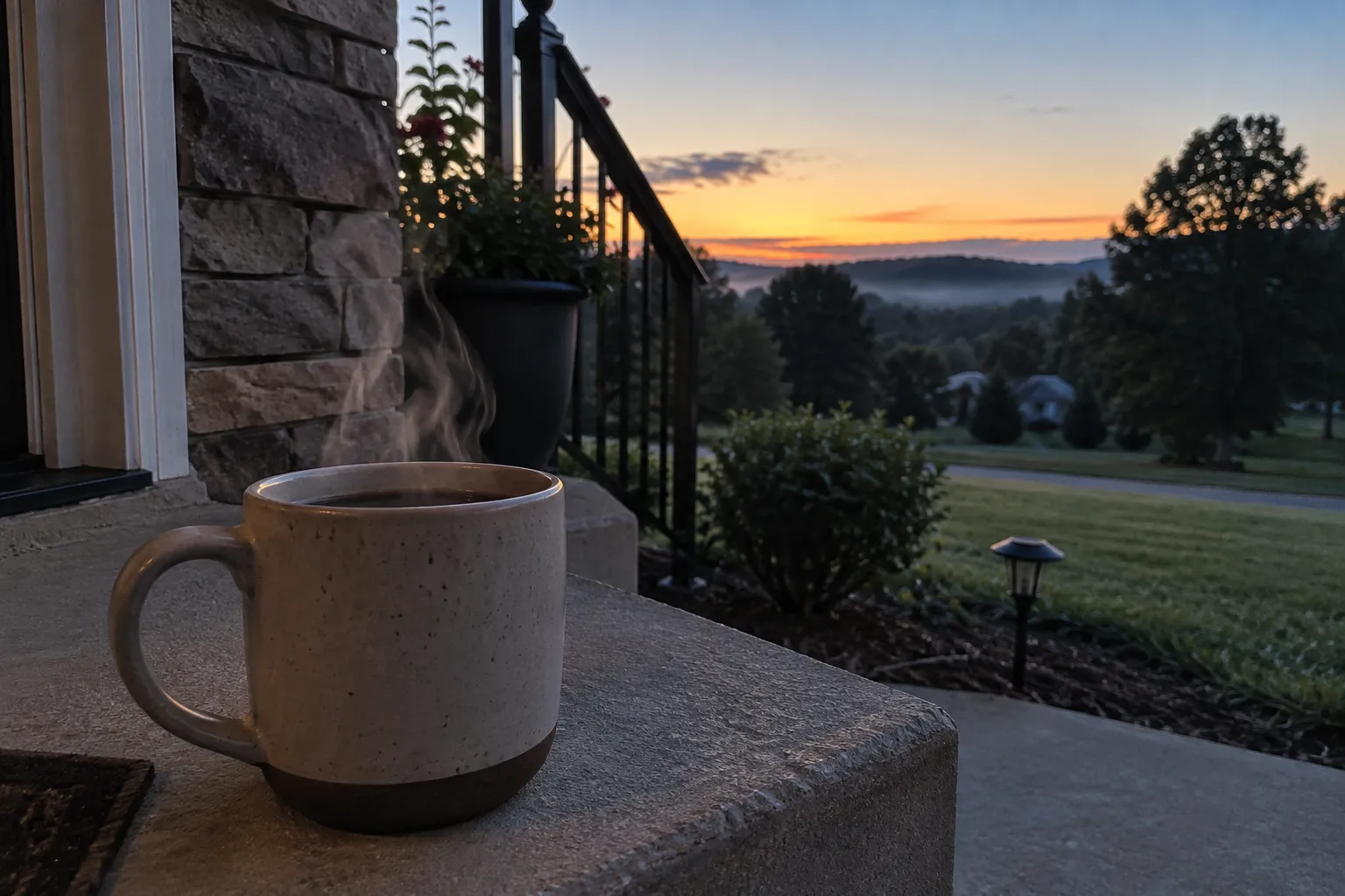 best sunrise alarm clocks morning coffee on porch