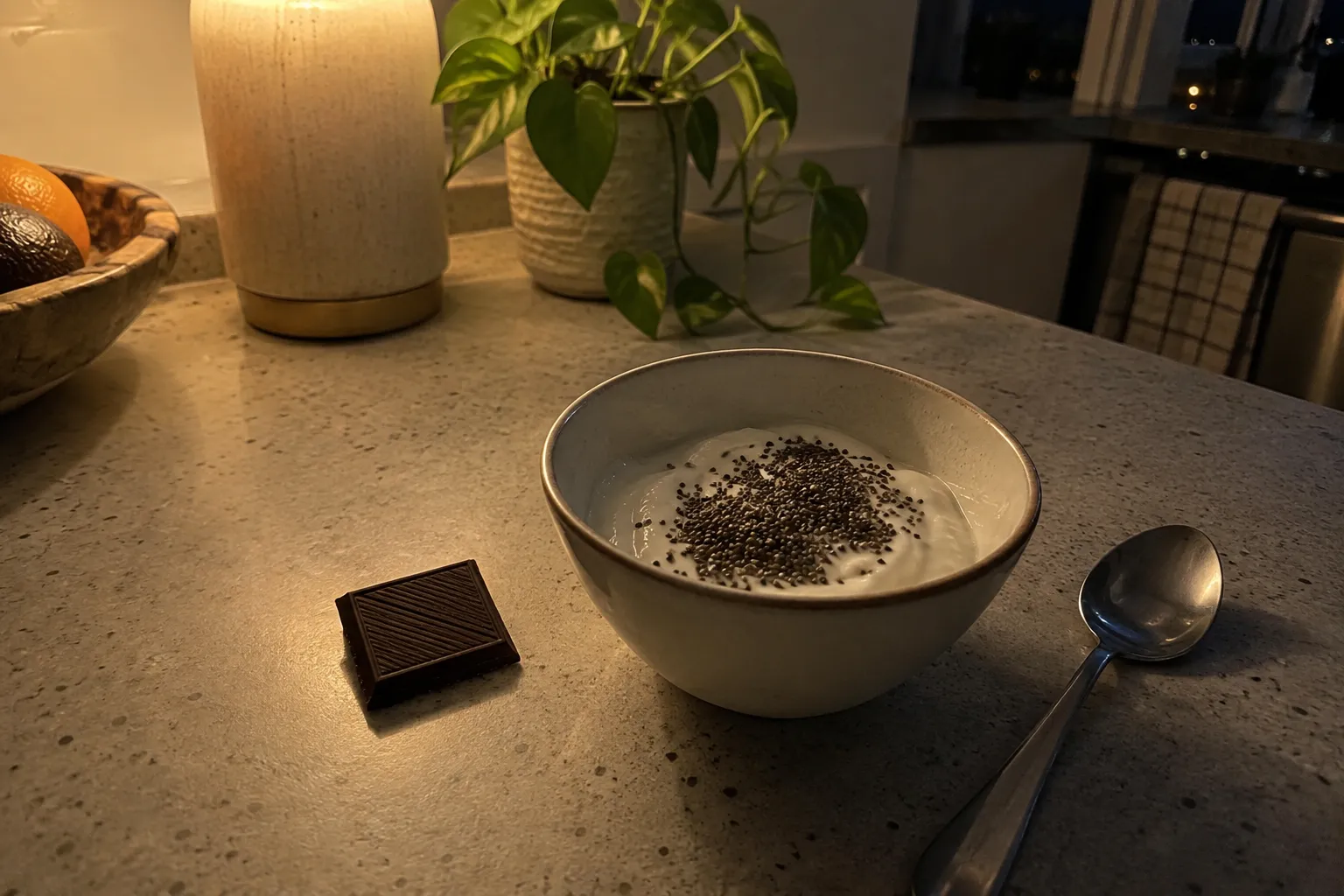 magnesium rich foods dark chocolate and yogurt with chia